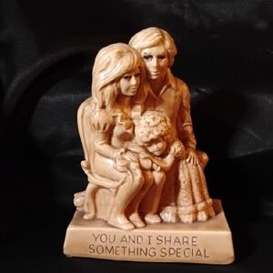 70s Vintage R & W Berries Co.'s 1971 Tan Sculpture YOU + I SHARE SOMETHING"
